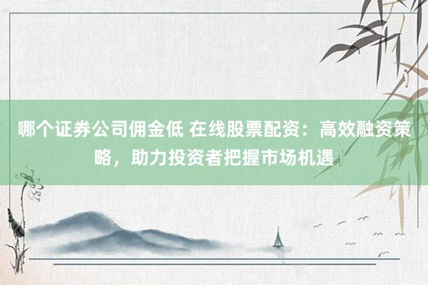 哪个证券公司佣金低 在线股票配资：高效融资策略，助力投资者把握市场机遇