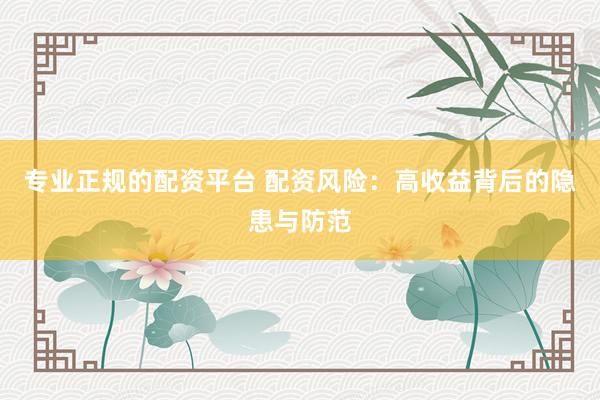 专业正规的配资平台 配资风险：高收益背后的隐患与防范